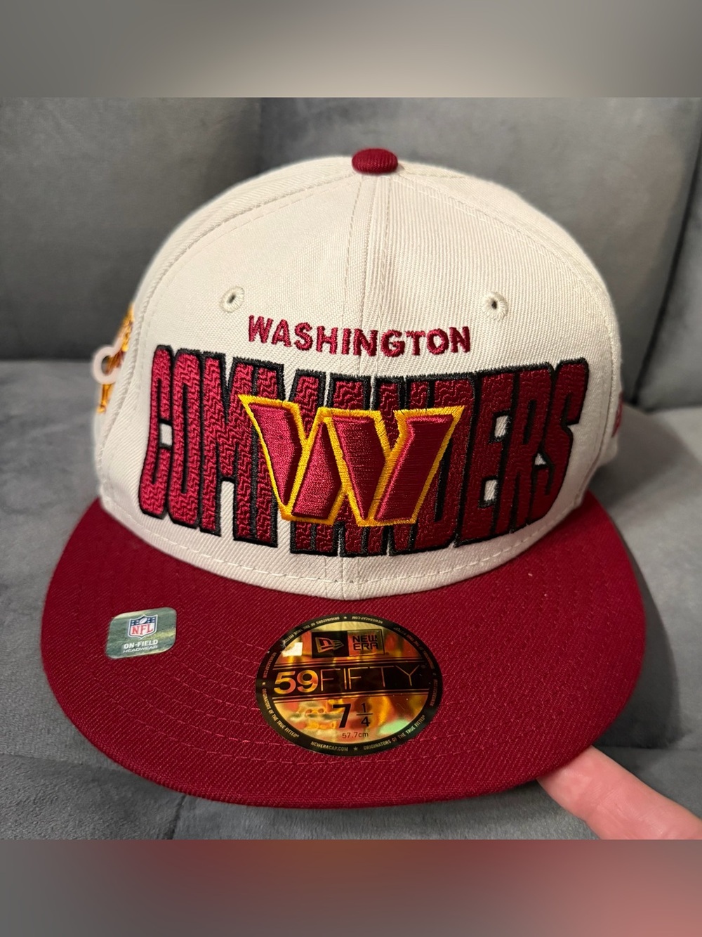 New Era 59/Fifty 7 1/4 Washington Commanders 2023 Draft Hat White and Burgandy